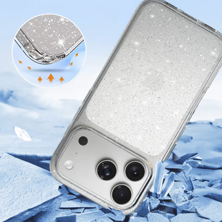 Husa pentru iPhone 17 Pro Max/ 18 Pro Max, Crystal Glitter, Transparent [2]