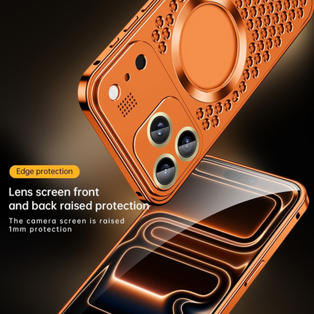 Husa pentru iPhone 17 Pro Max / 18 Pro Max, Dur Aluminiu cu MagSafe, Disipare caldura si Protectie Premium, Orange Cosmic [2]