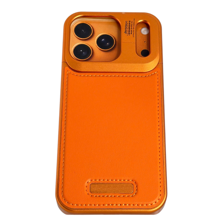 Husa pentru iPhone 17 Pro/ 18 Pro, Dur Aluminiu si Piele cu MagSafe, Orange Cosmic [1]