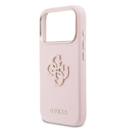 Husa pentru iPhone 17 Pro Max / 18 Pro Max, Guess PU Grained 4G Resin Metal Logo, Pink [4]