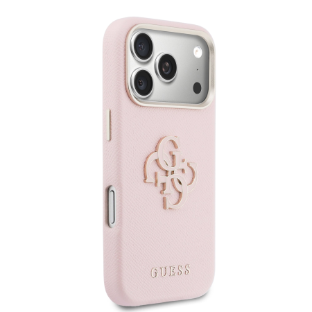 Husa pentru iPhone 17 Pro Max / 18 Pro Max, Guess PU Grained 4G Resin Metal Logo, Pink [3]