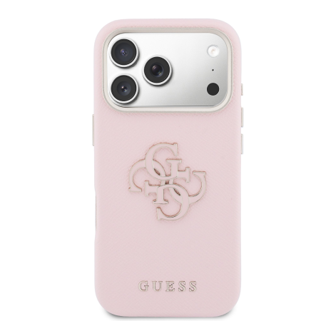 Husa pentru iPhone 17 Pro Max / 18 Pro Max, Guess PU Grained 4G Resin Metal Logo, Pink [1]