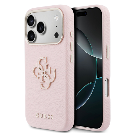 IPHONE 18 PRO MAX - Husa pentru iPhone 17 Pro Max / 18 Pro Max, Guess PU Grained 4G Resin Metal Logo, Pink