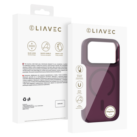 Husa pentru iPhone 17 Pro Max/ 18 Pro Max Liavec Cloudy Case with Metal Camera Frame, Burgundy [6]