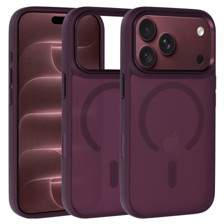 IPHONE 18 PRO MAX - Husa pentru iPhone 17 Pro Max/ 18 Pro Max Liavec Cloudy Case with Metal Camera Frame, Burgundy