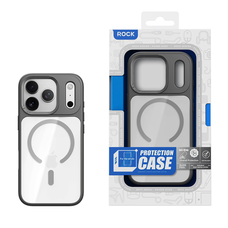 Husa pentru iPhone 17 Pro/ 18 Pro, Rock Guard Lens Protection Series Magnetic, transparent-black [5]
