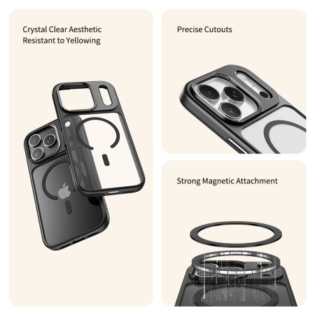 Husa pentru iPhone 17 Pro Max/ 18 Pro Max, Rock Guard Lens Protection Series Magnetic, transparent-black [3]