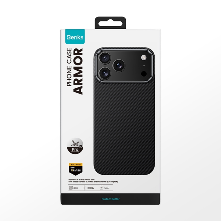 Husa pentru iPhone 17 Pro, Benks Magnetic Armor Pro Kevlar Metal Frame 600D (C.K.FL.AP.BK.A069) black (Camera Control Button) [9]