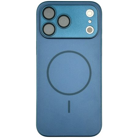 IPHONE 17 PRO MAX - Husa pentru iPhone 17 Pro Max din Sticla si Silicon cu Protectie Completa a Camerelor si MagSafe, Albastru Mat