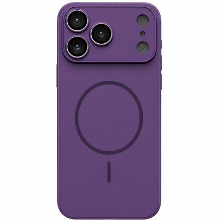 IPHONE 17 PRO MAX - Husa pentru iPhone 17 Pro Max din Sticla si Silicon cu Protectie Completa a Camerelor si MagSafe, Deep Purple Mat