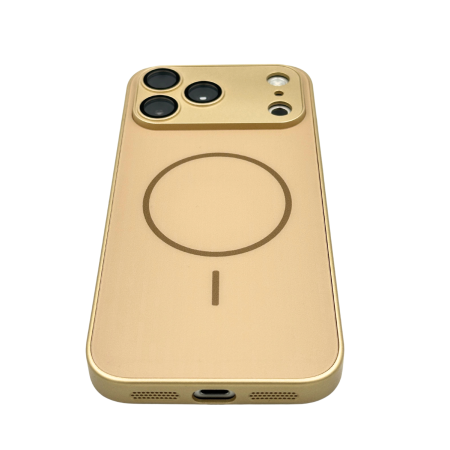 Husa pentru iPhone 17 Pro Max din Sticla si Silicon cu Protectie Completa a Camerelor si MagSafe, Gold Mat [1]