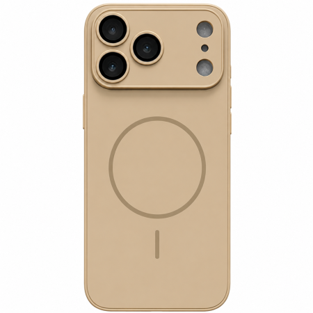 IPHONE 17 PRO MAX - Husa pentru iPhone 17 Pro Max din Sticla si Silicon cu Protectie Completa a Camerelor si MagSafe, Gold Titan Mat