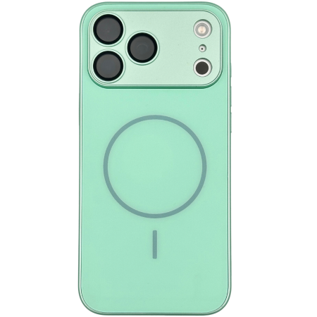 IPHONE 17 PRO MAX - Husa pentru iPhone 17 Pro Max din Sticla si Silicon cu Protectie Completa a Camerelor si MagSafe, Mint Pale Mat