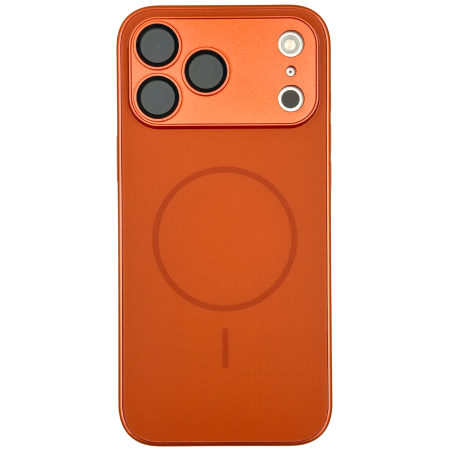 IPHONE 17 PRO MAX - Husa pentru iPhone 17 Pro Max din Sticla si Silicon cu Protectie Completa a Camerelor si MagSafe, Orange Mat