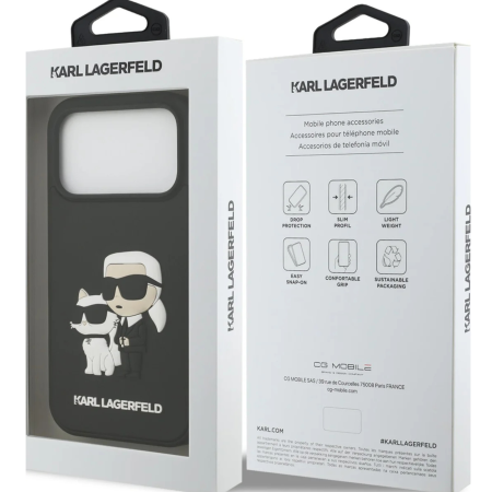Husa pentru iPhone 17 Pro Max, Karl Lagerfeld 3D Rubber Karl and Choupette, Black [6]
