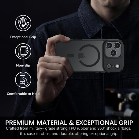 Husa pentru iPhone 17 Pro Max, MagSafe, Drop Resistant Shockproof, Matte Skin Black [2]