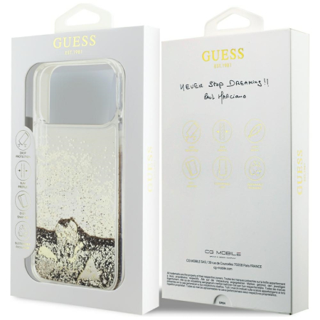 Husa pentru iPhone 18 Pro/ 17 Pro Guess - Liquid Glitter Charms Gold [4]