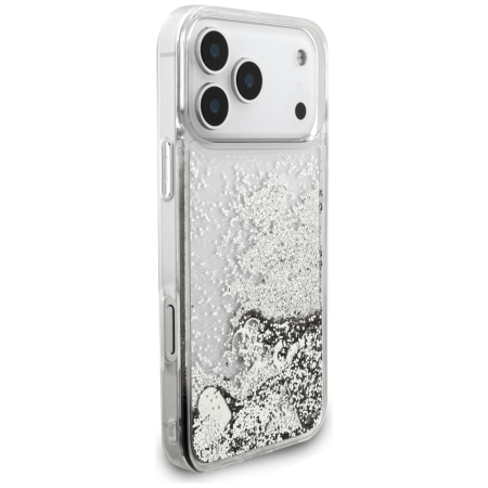 Husa pentru iPhone 18 Pro/ 17 Pro Guess - Liquid Glitter Charms Silver [2]