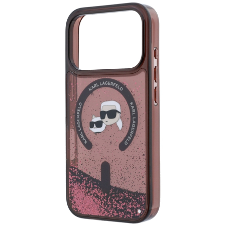Husa pentru iPhone 18 Pro/ 17 Pro Karl Lagerfeld Liquid Glitter KC Heads MagSafe Burgundy [6]