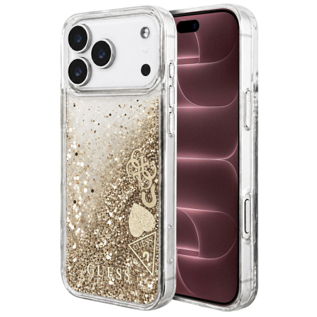 IPHONE 18 PRO MAX - Husa pentru iPhone 18 Pro Max/ 17 Pro Max Guess - Liquid Glitter Charms Gold