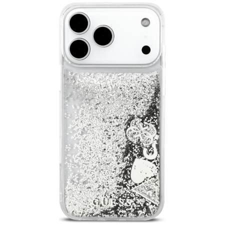Husa pentru iPhone 18 Pro Max/ 17 Pro Max Guess - Liquid Glitter Charms Silver [1]