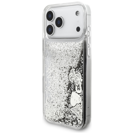 Husa pentru iPhone 18 Pro Max/ 17 Pro Max Guess - Liquid Glitter Charms Silver [3]
