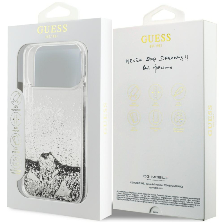 Husa pentru iPhone 18 Pro Max/ 17 Pro Max Guess - Liquid Glitter Charms Silver [4]