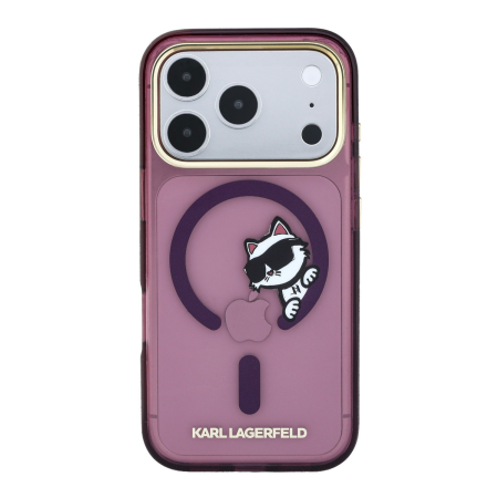Husa pentru iPhone 18 Pro Max/ 17 Pro Max, Karl Lagerfeld IML Choupette Peekaboo Magsafe Burgundy [1]