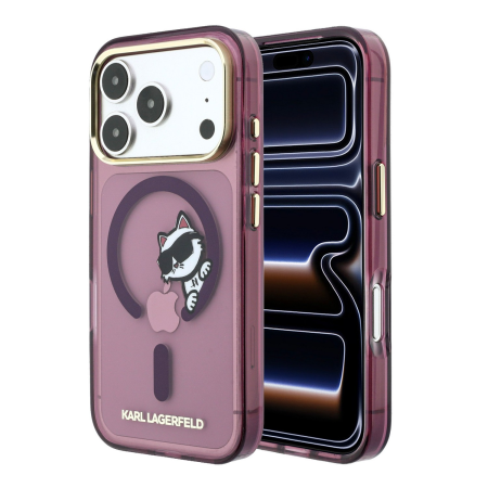 IPHONE 18 PRO MAX - Husa pentru iPhone 18 Pro Max/ 17 Pro Max, Karl Lagerfeld IML Choupette Peekaboo Magsafe Burgundy