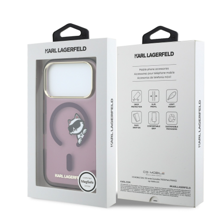 Husa pentru iPhone 18 Pro Max/ 17 Pro Max, Karl Lagerfeld IML Choupette Peekaboo Magsafe Burgundy [5]