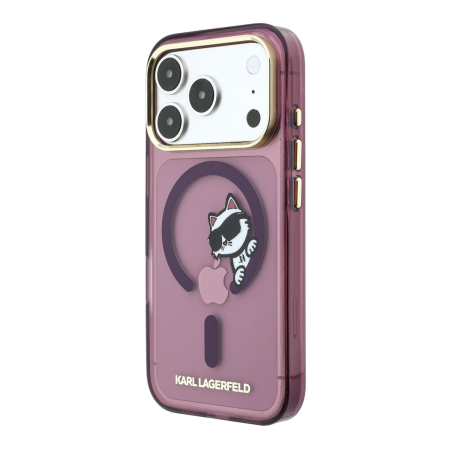 Husa pentru iPhone 18 Pro Max/ 17 Pro Max, Karl Lagerfeld IML Choupette Peekaboo Magsafe Burgundy [2]