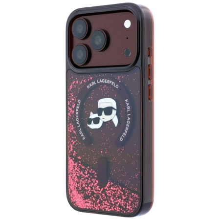 Husa pentru iPhone 18 Pro Max/ 17 Pro Max Karl Lagerfeld Liquid Glitter KC Heads MagSafe Burgundy [3]