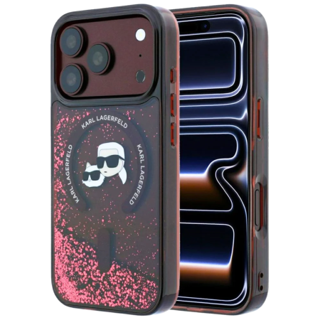 Husa pentru iPhone 18 Pro Max/ 17 Pro Max Karl Lagerfeld Liquid Glitter KC Heads MagSafe Burgundy [1]