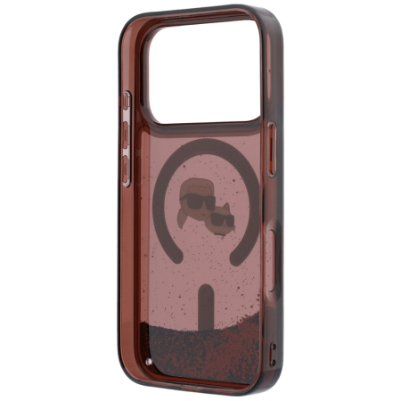Husa pentru iPhone 18 Pro Max/ 17 Pro Max Karl Lagerfeld Liquid Glitter KC Heads MagSafe Burgundy [5]