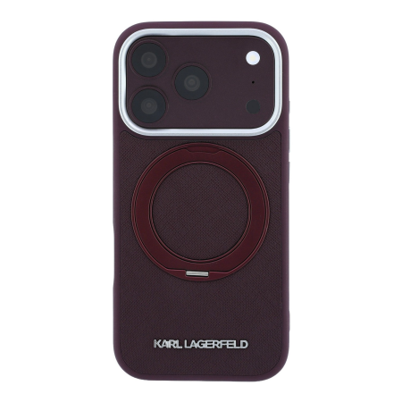 Husa pentru iPhone 18 Pro Max/ 17 Pro Max, Karl Lagerfeld PU Saffiano Ring Stand MagSafe Burgundy [1]