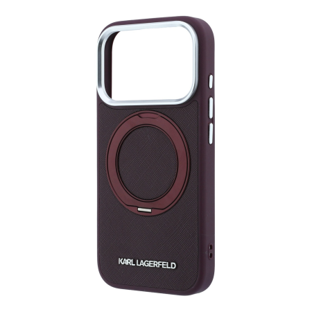 Husa pentru iPhone 18 Pro Max/ 17 Pro Max, Karl Lagerfeld PU Saffiano Ring Stand MagSafe Burgundy [3]