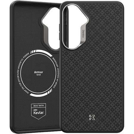 Husa pentru Samsung Galaxy S26, Benks Magnetic Armor Pro Armor Grid Kevlar Metal Frame 600D (C.K.FL.SA.BK.H048), Black [1]