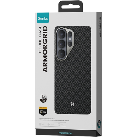 Husa pentru Samsung Galaxy S26, Benks Magnetic Armor Pro Armor Grid Kevlar Metal Frame 600D (C.K.FL.SA.BK.H048), Black [11]