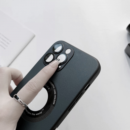 Husa Premium MagSafe Leather pentru iPhone 11, Black [3]