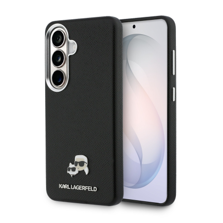 SAMSUNG GALAXY S26 - Husa Samsung Galaxy S26, Karl Lagerfeld Grained PU Leather K&CH Heads Magnetic, Black