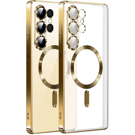 SAMSUNG GALAXY S26 - Husa Samsung Galaxy S26, Luxury MagSafe cu Protectie Lentile Camera si Anti-Shock, Gold
