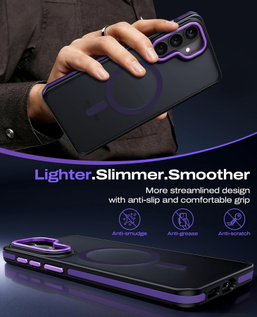 Husa Samsung Galaxy S26, Anti-Slip Shockproof, Military-Grade Protection, MagSafe, Purple - Black [3]