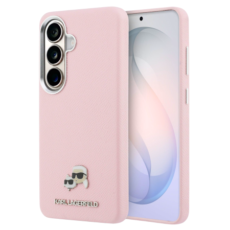 SAMSUNG GALAXY S26 PLUS - Husa Samsung Galaxy S26 Plus, Karl Lagerfeld Grained PU Leather K&CH Heads Magnetic, Pink