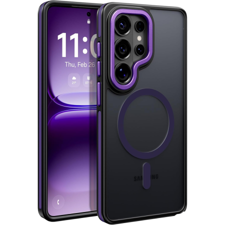 SAMSUNG GALAXY S26 ULTRA - Husa Samsung Galaxy S26 Ultra, Anti-Slip Shockproof, Military-Grade Protection, MagSafe, Purple - Black