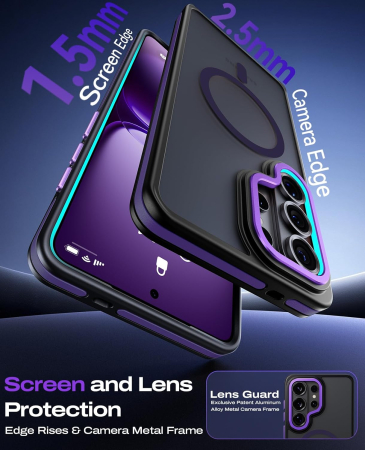 Husa Samsung Galaxy S26 Ultra, Anti-Slip Shockproof, Military-Grade Protection, MagSafe, Purple - Black [2]