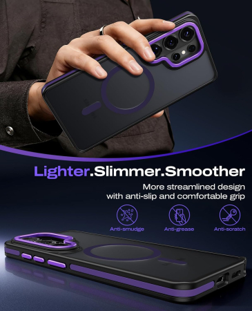 Husa Samsung Galaxy S26 Ultra, Anti-Slip Shockproof, Military-Grade Protection, MagSafe, Purple - Black [1]