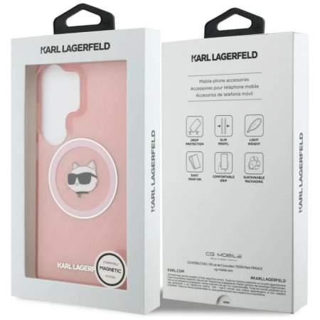 Husa Samsung Galaxy S26 Ultra, IML Choupette Head on KL Repeated Logo MagSafe, Pink [5]