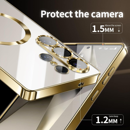 Husa Samsung Galaxy S26 Ultra, Luxury MagSafe cu Protectie Lentile Camera si Anti-Shock, Gold [2]