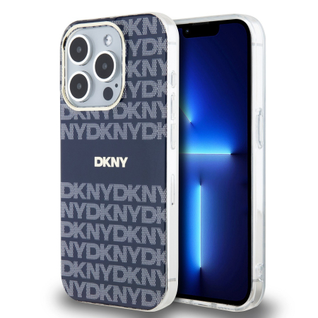 IPHONE 15 PRO - Huse iPhone 15 Pro, DKNY PC/TPU Repeat Pattern Tonal Stripe Magsafe, Blue