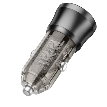 Încărcător Auto Borofone BZ25 Journey, 38W Dual Port, Negru Transparent [2]